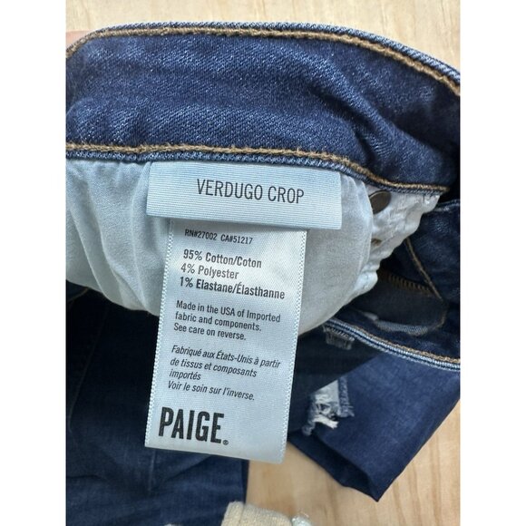 Paige Jeans Verdugo Crop 31 Dark Wash Raw Hem Stretch - Picture 3 of 6